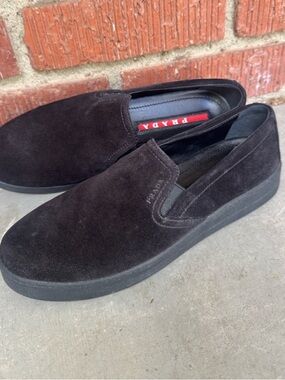 Prada Slip-on Calzature Donna Black Suede Sneaker